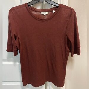 Vince Wool Short Sleeve Top Maroon